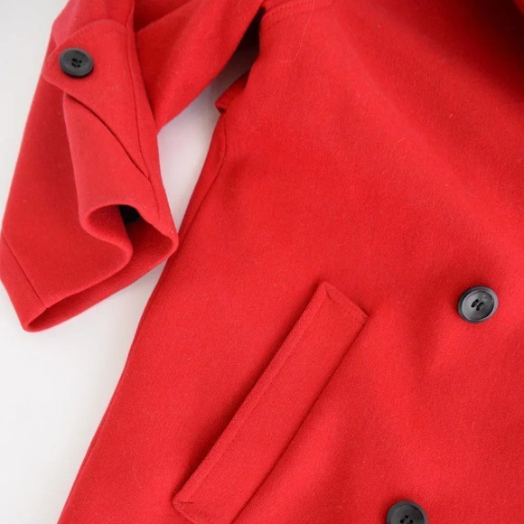 Vintage International Scene Red 100% Wool Maxi Double  Breasted Winter Coat 9/10 - Picture 11 of 16